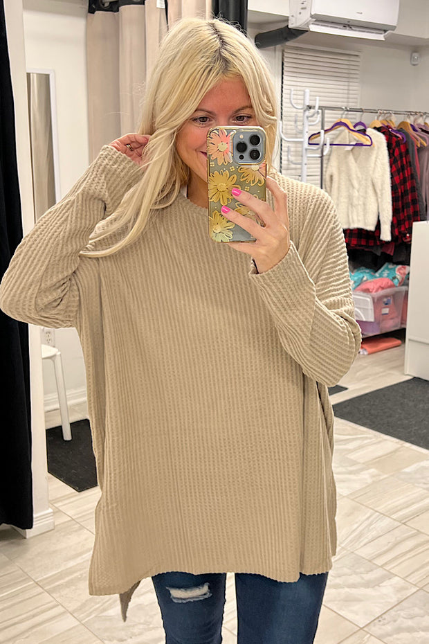 Stunning Light Mocha Boho Waffle Top
