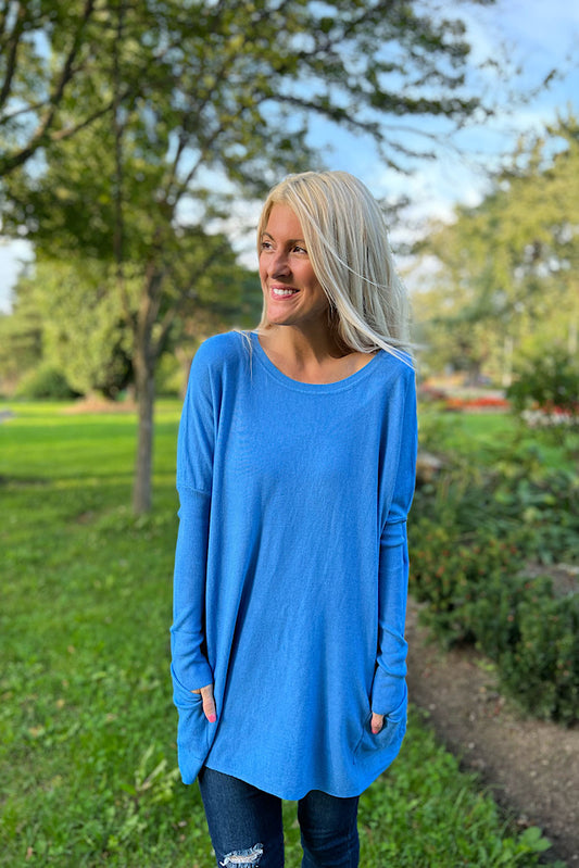 The Autumn Favourite Sweater- Sapphire Blue