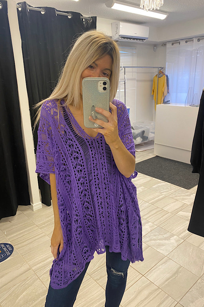 Purple Knitted Style Cover Up