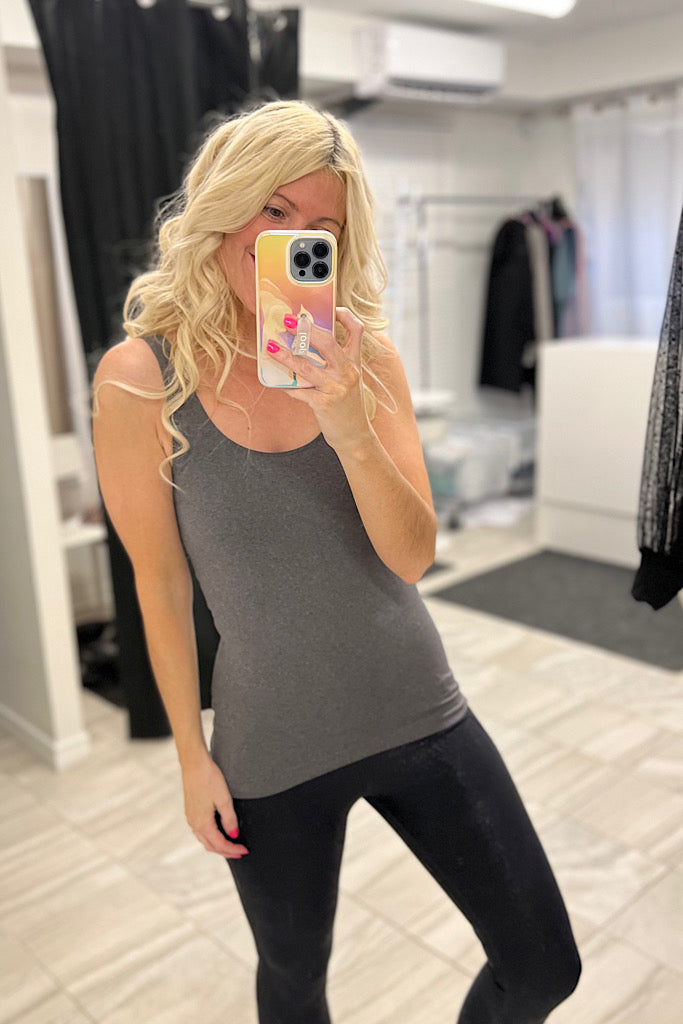 Grey Compression Style Tank Tops