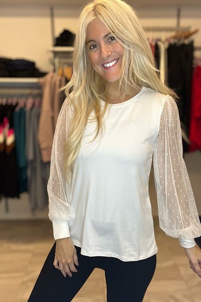 Take Me Out Lace Detail Top-Ivory