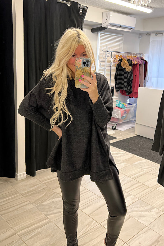 Black Faux Leather Fleece Leggings