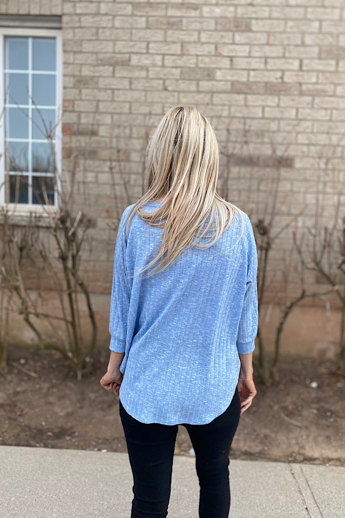 Sky Blue Ribbed Top