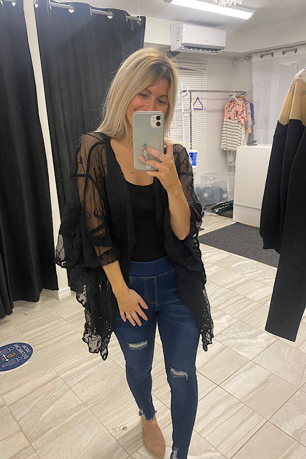Black Butterfly Lace Kimono-Promo