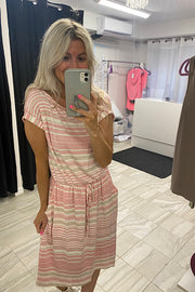 Cozy Cotton Candy Striped Dress-SALE