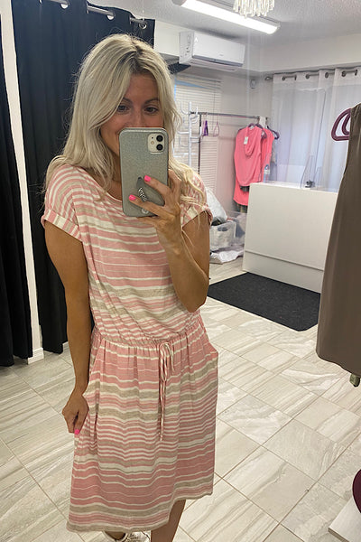 Cozy Cotton Candy Striped Dress-SALE