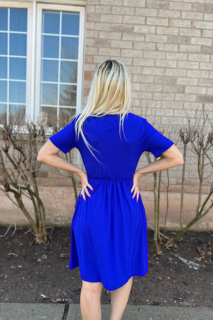 Night Out Royal Blue Soft Surplice Dress