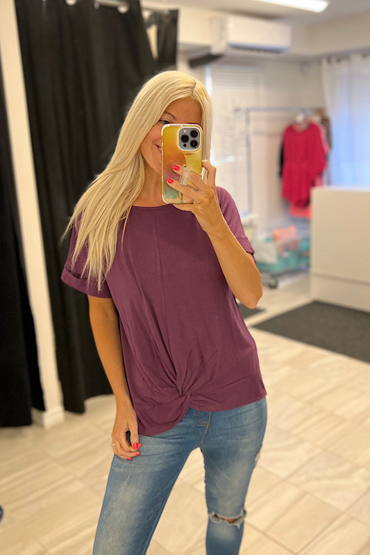 Perfection Eggplant Knot Top-SALE