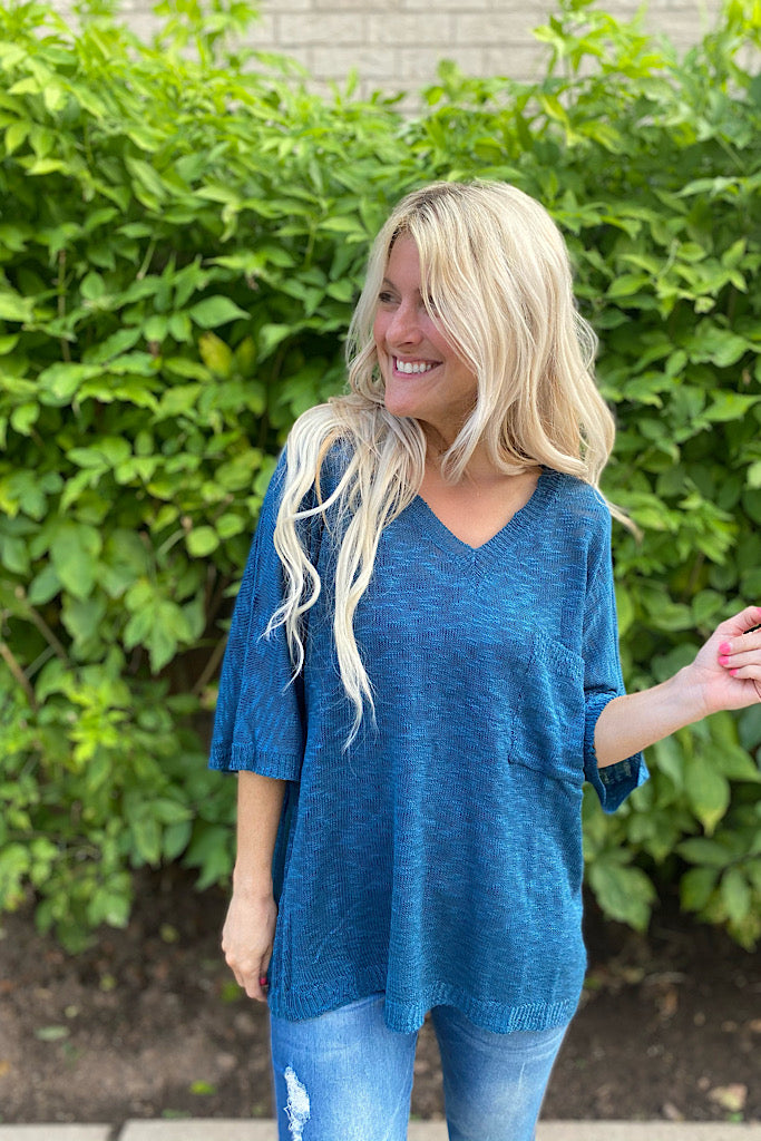 Teal Night Away Summer Sweater