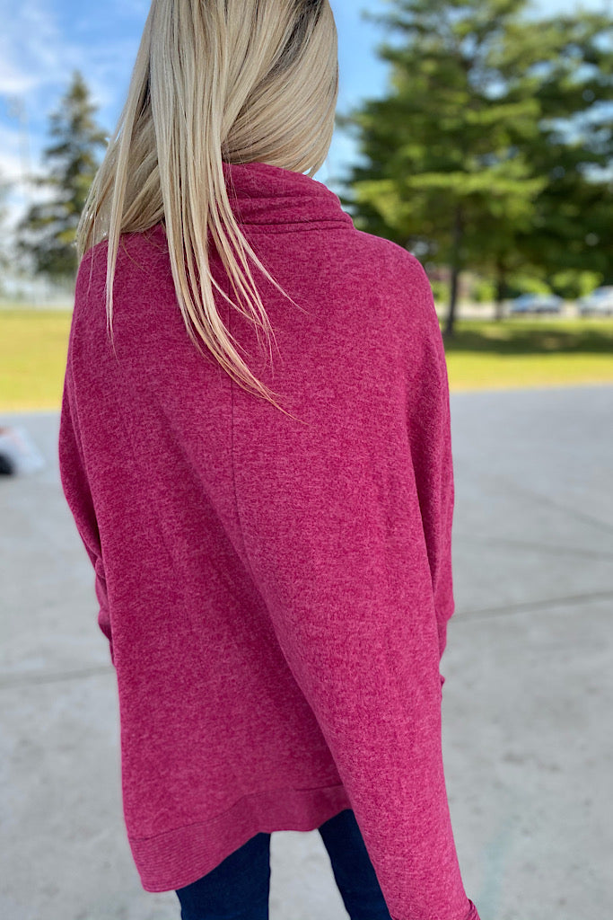 Crushing On Magenta Soft Cowl Neck Sweater