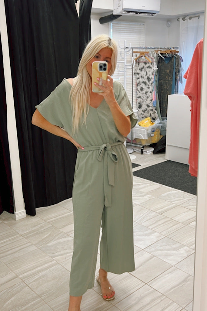 The Perfect Sage Dressy Jumpsuit-Promo