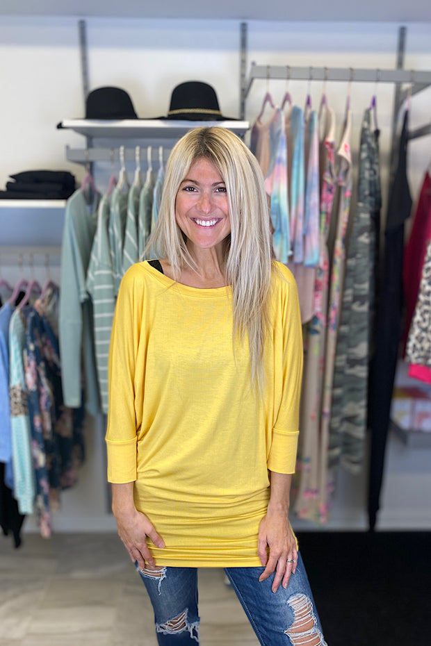 2 in 1 Style Three Quarter Dolman Sleeve Top