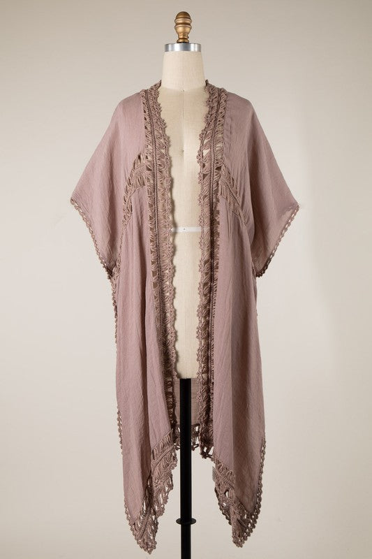 Luxe Boho Long Dolman Sleeve Woven Kimono