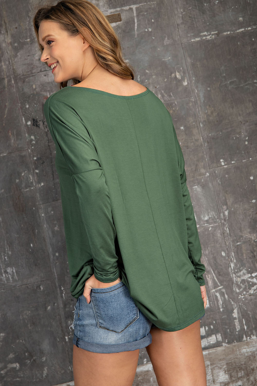 Cozy Fall Jersey Long Sleeve Tunic-Olive